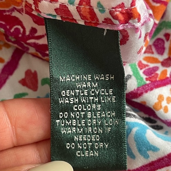 Lauren Ralph Lauren Paisley 100% Cotton Button Down Collared Blouse Shirt Size M - Picture 8 of 8